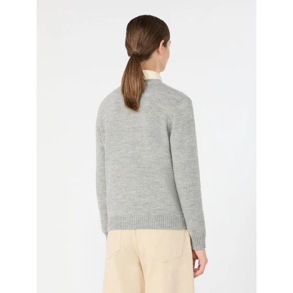 Max Mara Nitra Alpaca and Wool Intarsia Jumper in Light Grey | Sweaters | Coveti
