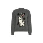 Max Mara Nitra Alpaca and Wool Intarsia Jumper in Medium Grey | Sweaters | Coveti
