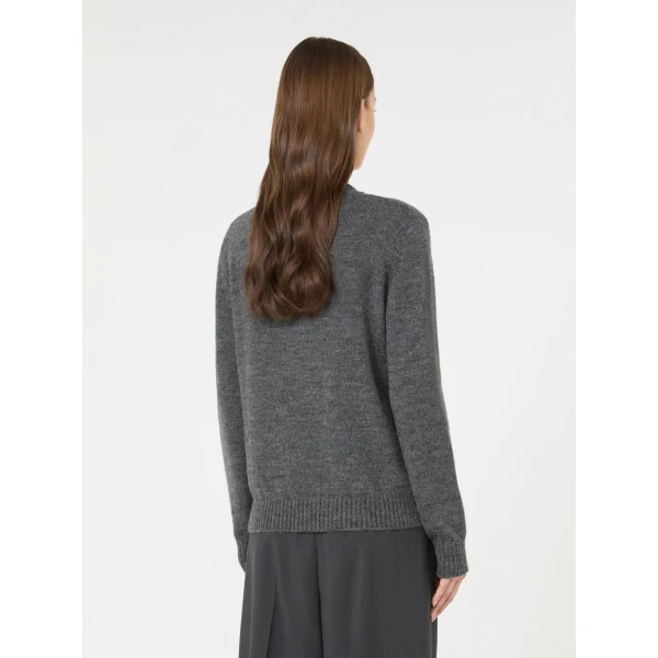 Max Mara Nitra Alpaca and Wool Intarsia Jumper in Medium Grey | Sweaters | Coveti