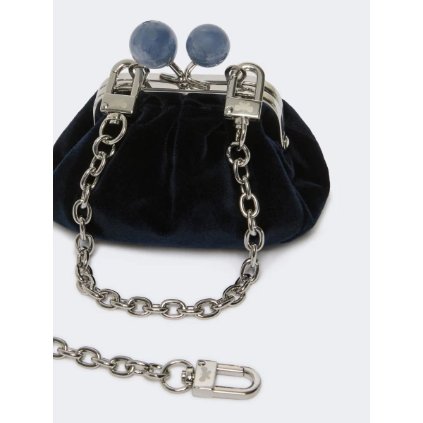 Max Mara Nocino Velvet Nano Pasticcino Bag in Midnight Blue | Mini Bags | Coveti