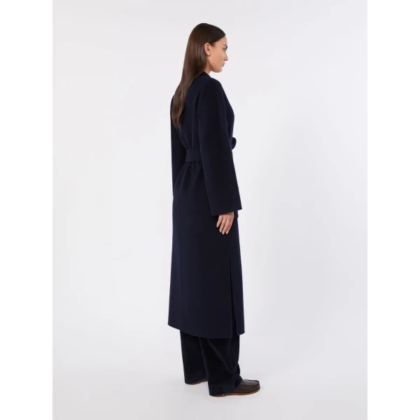 Max Mara Nodo Reversible Wool Wrap Coat in Navy | Wool Coat | Coveti