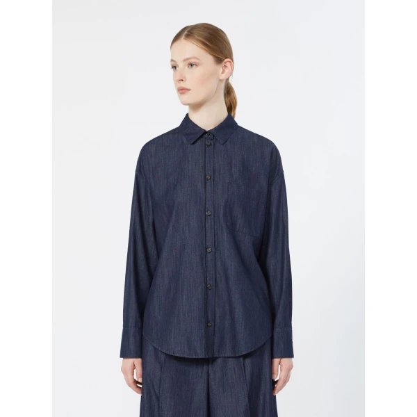 Max Mara Nora Cotton Denim Shirt in Midnight Blue | Shirts | Coveti