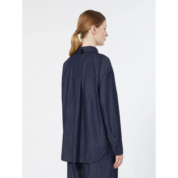 Max Mara Nora Cotton Denim Shirt in Midnight Blue | Shirts | Coveti