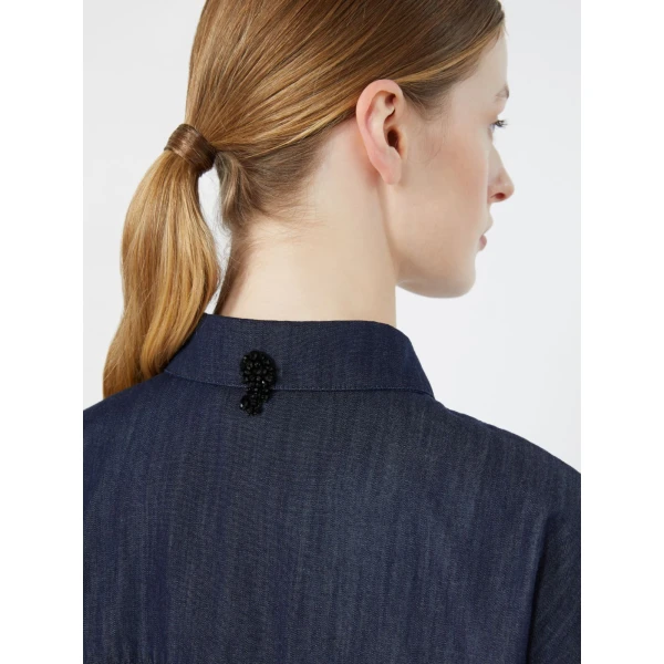 Max Mara Nora Cotton Denim Shirt in Midnight Blue | Shirts | Coveti