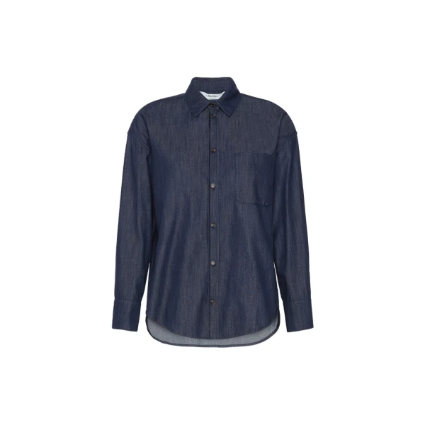 Nora Cotton Denim Shirt in Midnight Blue