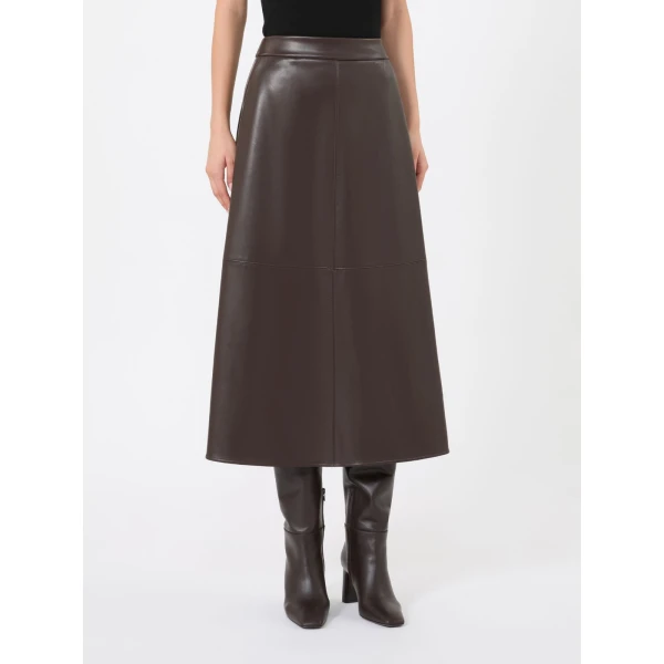 Max Mara Nordica Coated Jersey Circle Skirt in Brown | Midi Skirts | Coveti