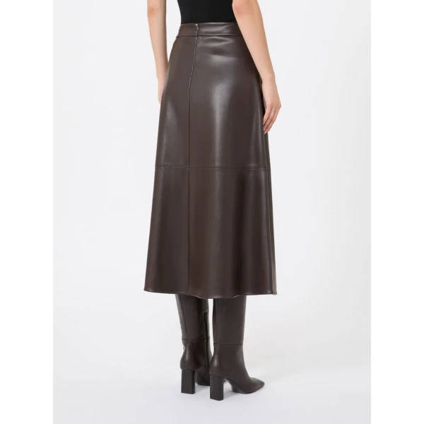 Max Mara Nordica Coated Jersey Circle Skirt in Brown | Midi Skirts | Coveti