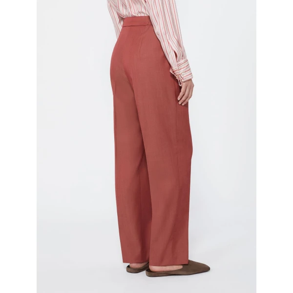 Max Mara Nordica Wool Gabardine Drawstring Trousers in Red | Tailored pants | Coveti