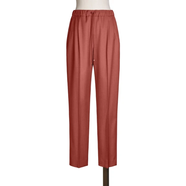 Nordica Wool Gabardine Drawstring Trousers in Red