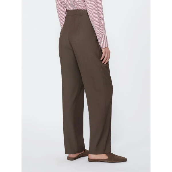 Max Mara Nordica Wool Gabardine Drawstring Trousers in Tobacco | Tailored pants | Coveti