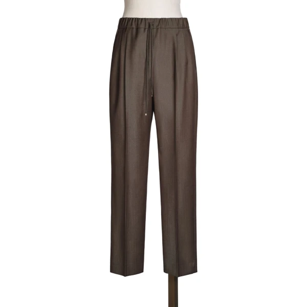 Nordica Wool Gabardine Drawstring Trousers in Tobacco