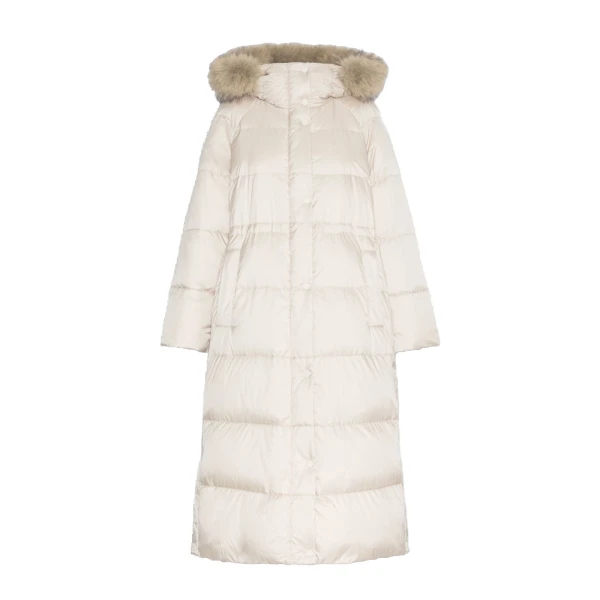 Max Mara Novak Long Reversible Water-Repellent Down Jacket in Ivory | Women | Coveti