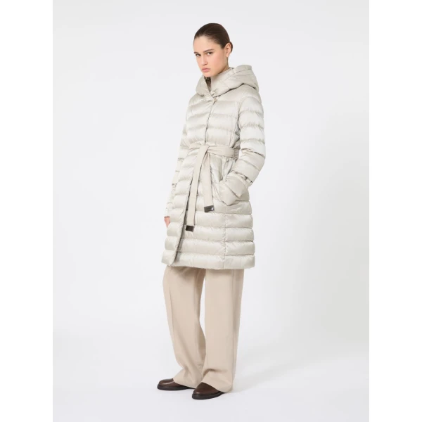 Max Mara Novef Reversible Water-Repellent Satin Down Jacket in Sand | Jackets | Coveti