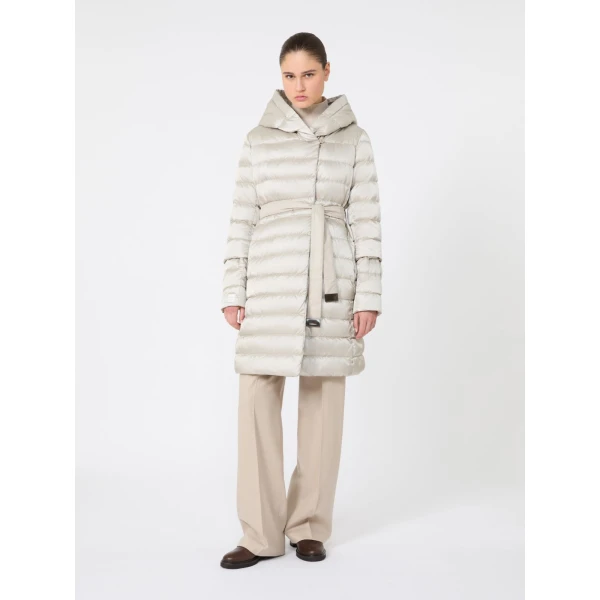 Max Mara Novef Reversible Water-Repellent Satin Down Jacket in Sand | Jackets | Coveti