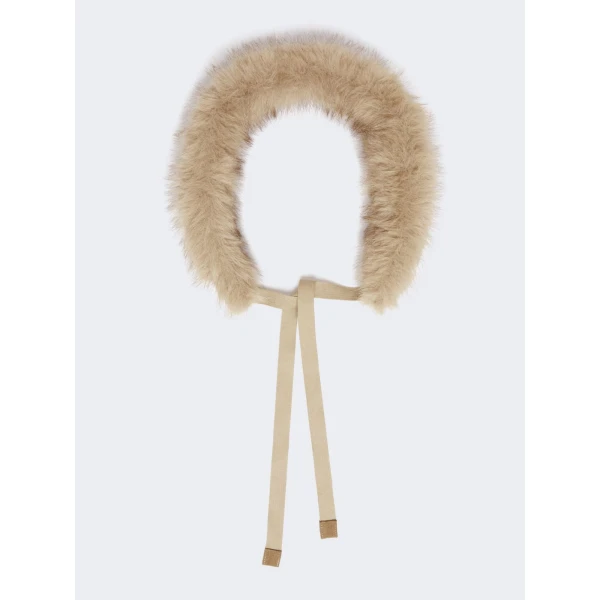 Max Mara Novella Soft-Textured Hood Trim in Honey | Collar | Coveti
