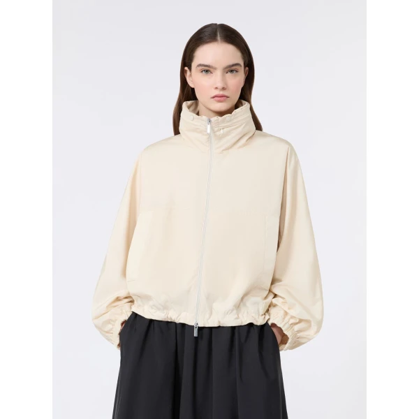 Max Mara Nuraghe Water-Repellent Canvas Windbreaker in Ivory | Coats | Coveti