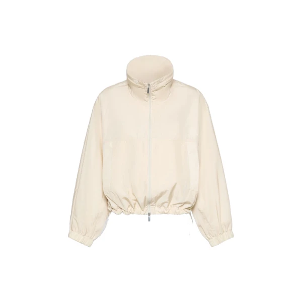 Max Mara Nuraghe Water-Repellent Canvas Windbreaker in Ivory | Coats | Coveti
