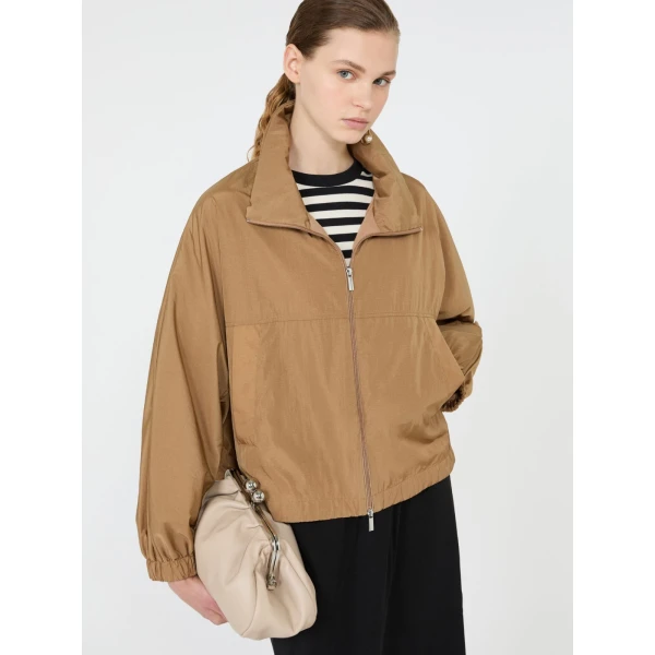 Max Mara Nuraghe Water-Repellent Canvas Windbreaker in Tobacco | Coats | Coveti