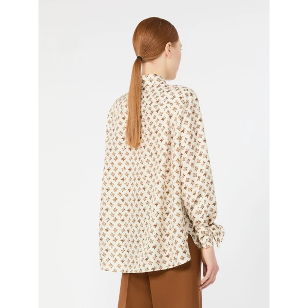 Max Mara Obice Oversized Printed Silk Shirt in White | Shirts | Coveti
