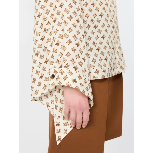 Max Mara Obice Oversized Printed Silk Shirt in White | Shirts | Coveti