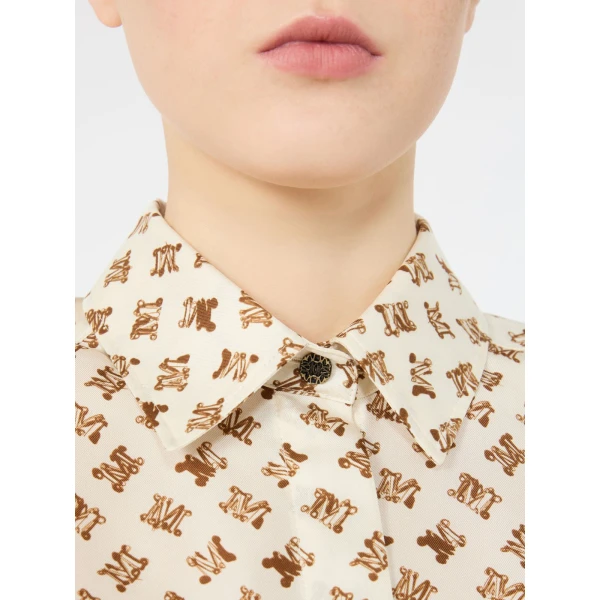 Max Mara Obice Oversized Printed Silk Shirt in White | Shirts | Coveti