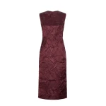 Max Mara Obliqua Satin Princess-Line Dress in Bordeaux | Midi Dresses | Coveti