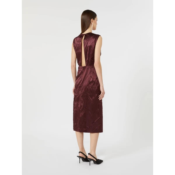 Max Mara Obliqua Satin Princess-Line Dress in Bordeaux | Midi Dresses | Coveti