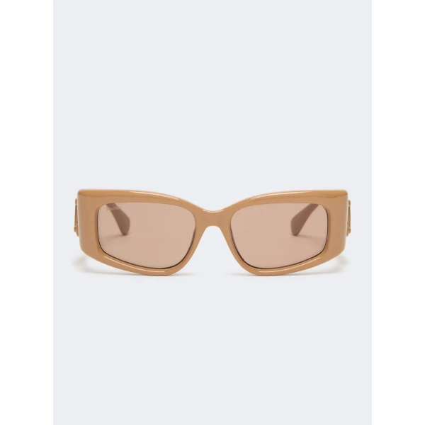Max Mara Oboli Rectangular Sunglasses in Camel | Sunglasses | Coveti