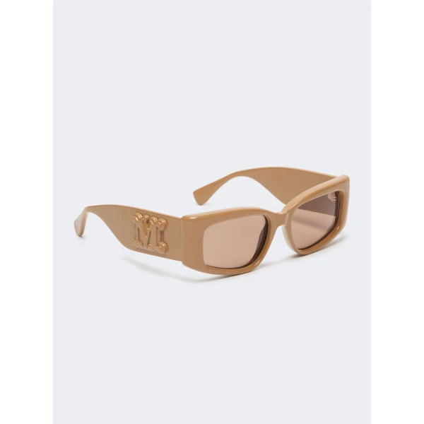 Max Mara Oboli Rectangular Sunglasses in Camel | Sunglasses | Coveti