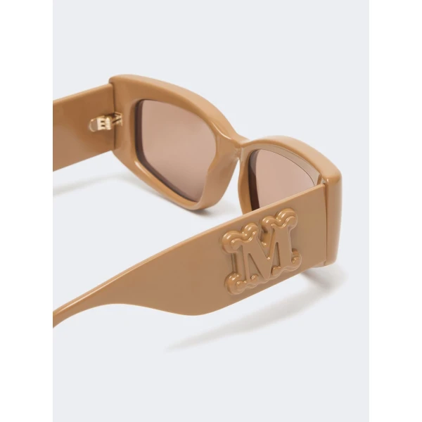 Max Mara Oboli Rectangular Sunglasses in Camel | Sunglasses | Coveti