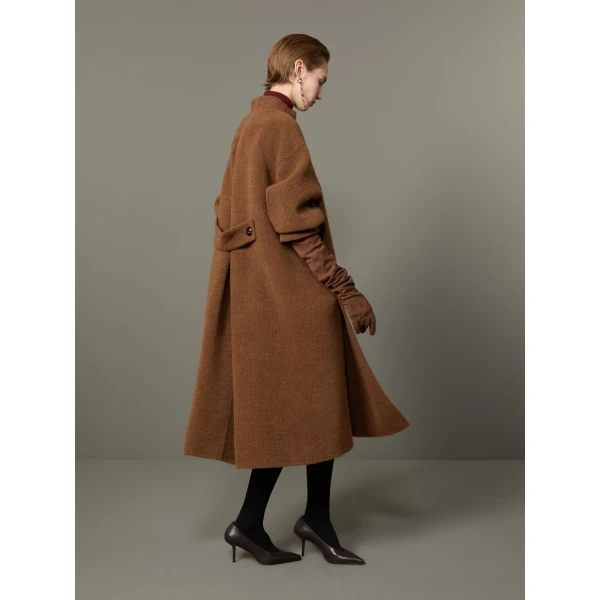 Max Mara Oca Baby Llama Cocoon Coat in Dark Brown | Coats | Coveti