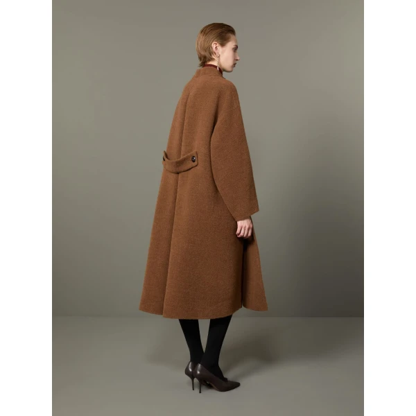 Max Mara Oca Baby Llama Cocoon Coat in Dark Brown | Coats | Coveti