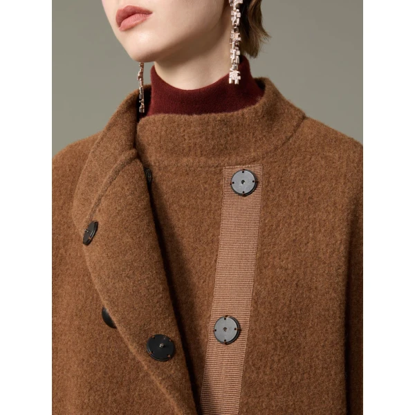 Max Mara Oca Baby Llama Cocoon Coat in Dark Brown | Coats | Coveti