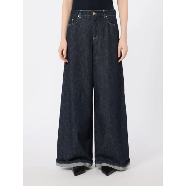 Max Mara Occhio Cotton Denim Wide-Leg Jeans in Ultramarine | Denim | Coveti