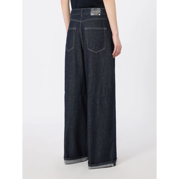 Max Mara Occhio Cotton Denim Wide-Leg Jeans in Ultramarine | Denim | Coveti