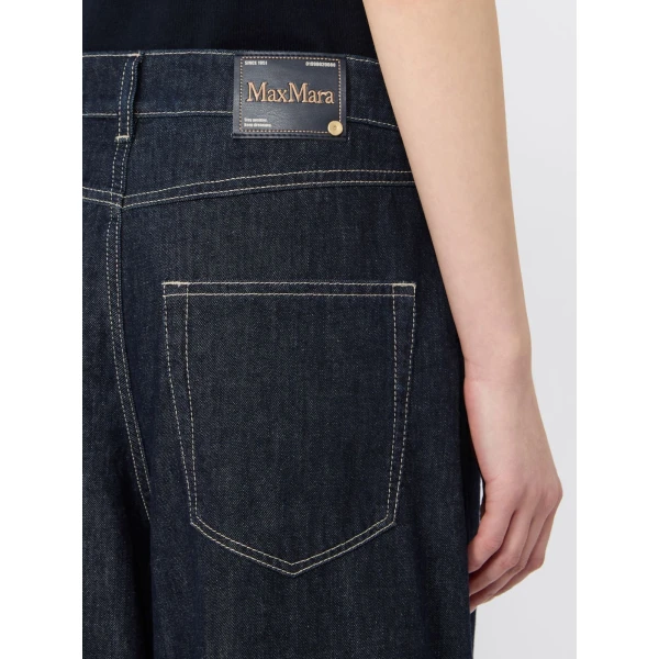 Max Mara Occhio Cotton Denim Wide-Leg Jeans in Ultramarine | Denim | Coveti