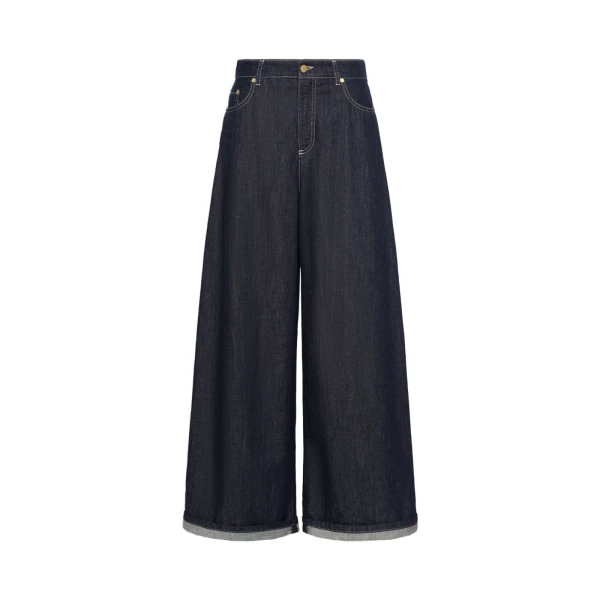 Occhio Cotton Denim Wide-Leg Jeans in Ultramarine