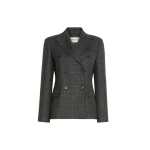 Max Mara Occhio Prince of Wales Check Wool Blazer in Dark Grey | Blazers | Coveti