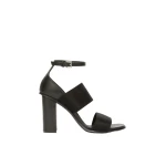 Max Mara Ode Calfskin and Elasticated Webbing Sandals in Black | Sandals | Coveti