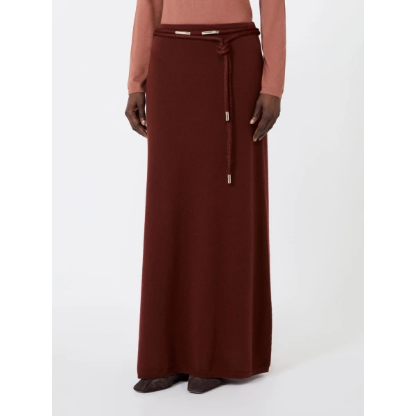 Max Mara Oggi Long Cashmere Skirt in Rust | Maxi Skirts | Coveti