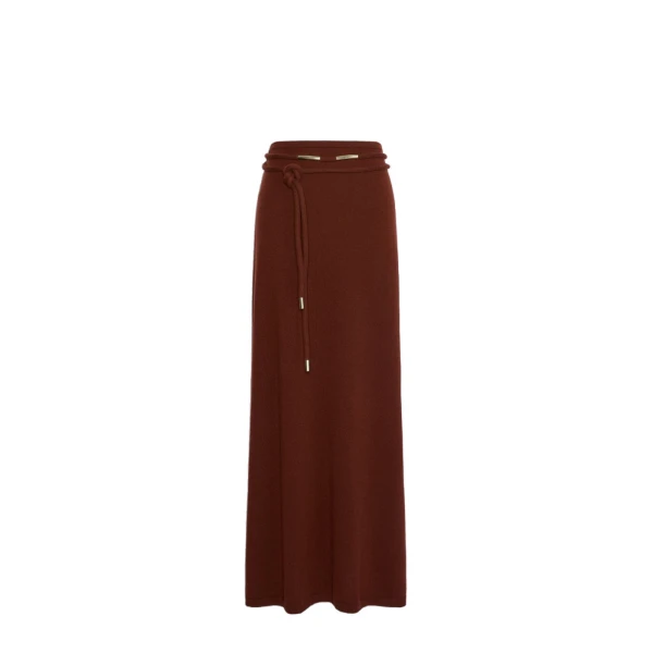Oggi Long Cashmere Skirt in Rust