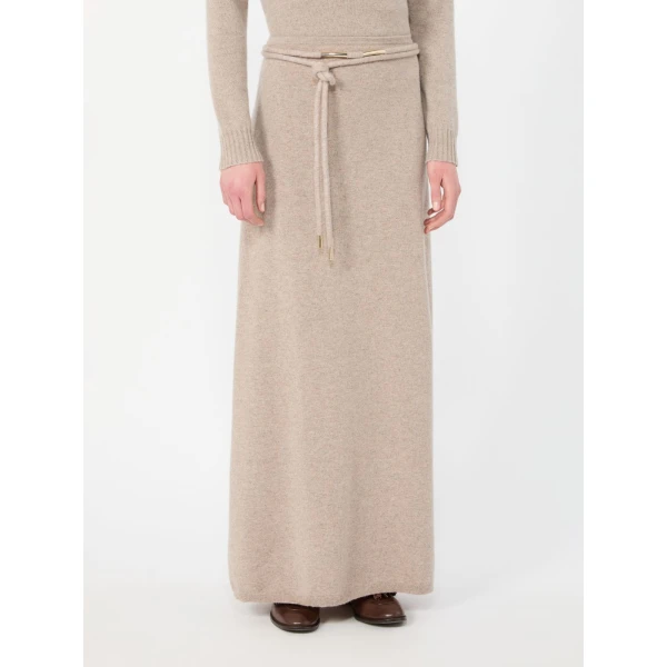 Max Mara Oggi Long Cashmere Skirt in Sand | Maxi Skirts | Coveti