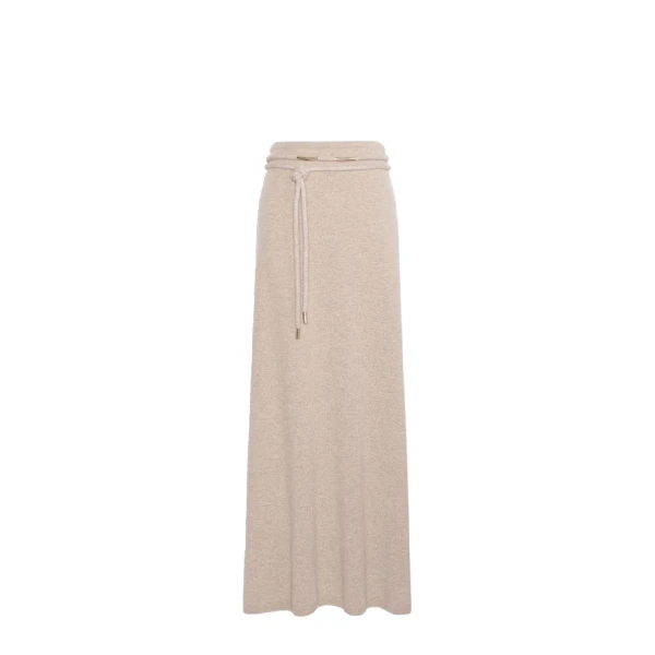 Oggi Long Cashmere Skirt in Sand
