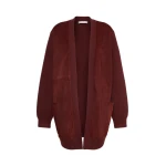 Max Mara Oliveto Wool and Cashmere Cardigan in Brown Bordeaux | Cardigan | Coveti