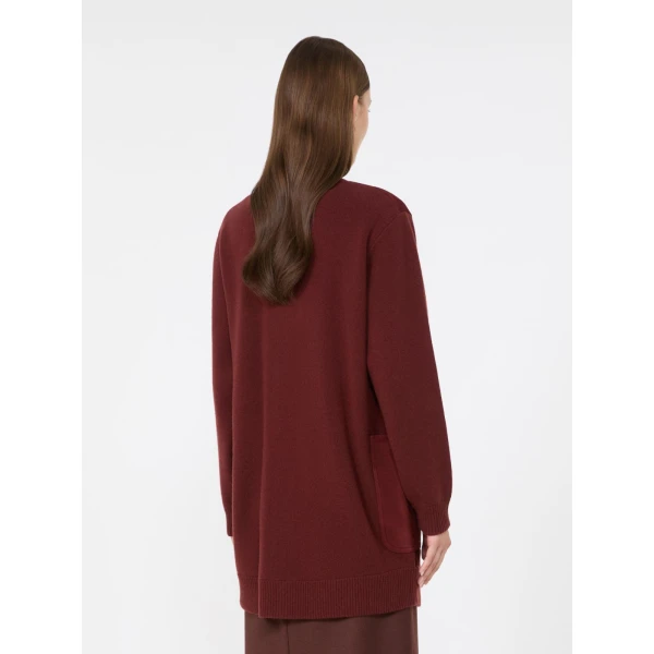 Max Mara Oliveto Wool and Cashmere Cardigan in Brown Bordeaux | Cardigan | Coveti