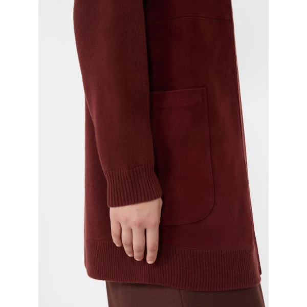 Max Mara Oliveto Wool and Cashmere Cardigan in Brown Bordeaux | Cardigan | Coveti