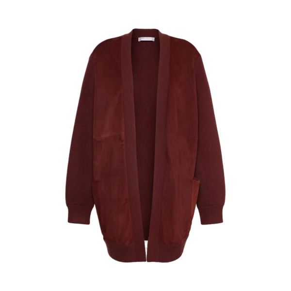Oliveto Wool and Cashmere Cardigan in Brown Bordeaux