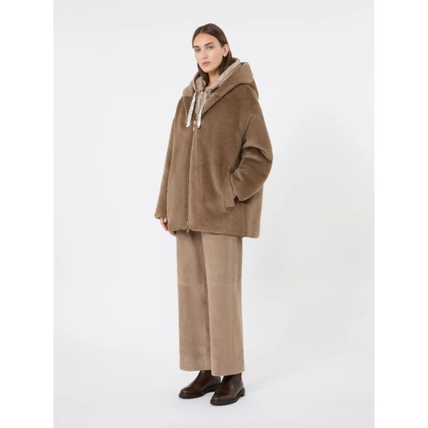 Max Mara Olivia Reversible Wool and Alpaca Puffer Jacket in Honey | Jackets | Coveti