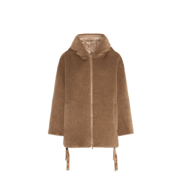 Max Mara Olivia Reversible Wool and Alpaca Puffer Jacket in Honey | Jackets | Coveti