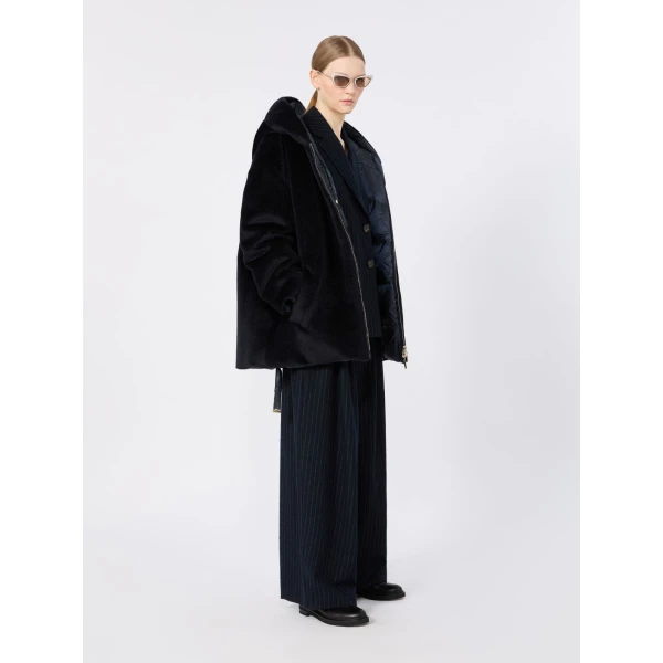 Max Mara Olivia Reversible Wool and Alpaca Puffer Jacket in Midnight Blue | Jackets | Coveti